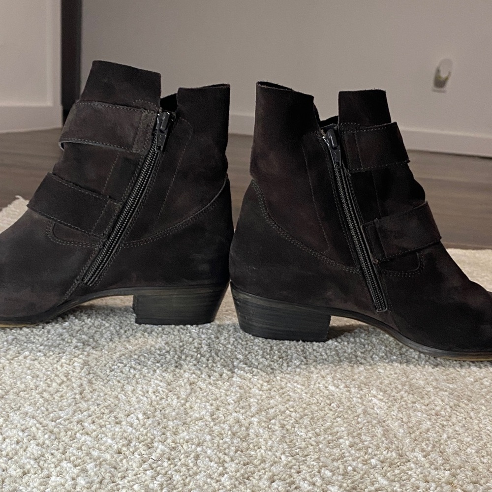Paul Green Dark Brown Ankle Boots with Double Buckles measures 27.5 centimeters - Picture 3 of 16